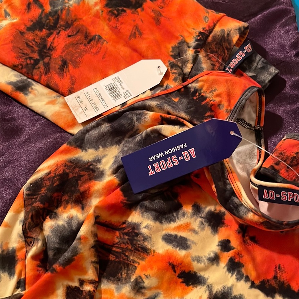 Orange and black tie dye 1x